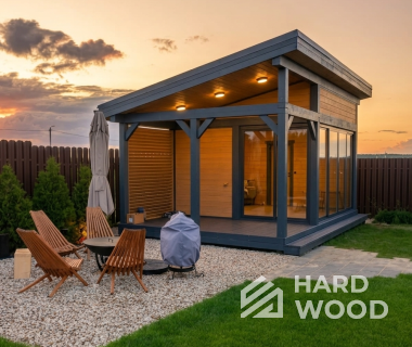 Серая беседка для дачи из дерева №101 - фото 2296