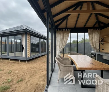 Дачная беседка с панорамными окнами №96 - фото 2269