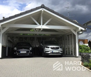 Навес для машин из дерева для двух машин №141 - фото 1298