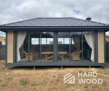 Дачная беседка с панорамными окнами №96 - фото 2267